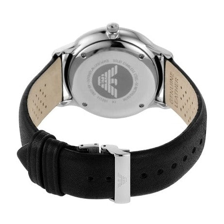Emporio Armani Gianni Quartz Black Dial Black Leather Strap Watch For Men - AR0382 Buy Now By Emporio Armani