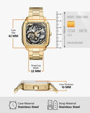 Fossil Inscription Automatic Skeleton Black Dial Gold Steel Strap Watch for Men - BQ2573 Buy Now By Fossil