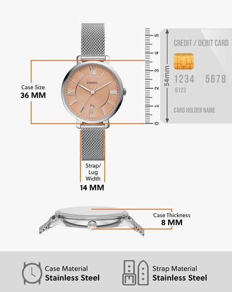 Fossil Jacqueline Three Hand Pink Dial Silver Mesh Strap Watch for Women - ES5089 Buy Now By Fossil