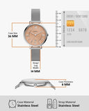 Fossil Jacqueline Three Hand Pink Dial Silver Mesh Strap Watch for Women - ES5089 Buy Now By Fossil