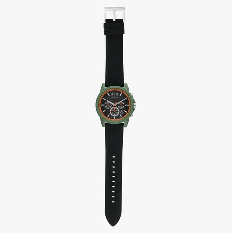 Armani Exchange Outerbanks Chronograph Black Dial Black Silicone Strap Watch For Men - AX1348 Buy Now By Armani Exchange