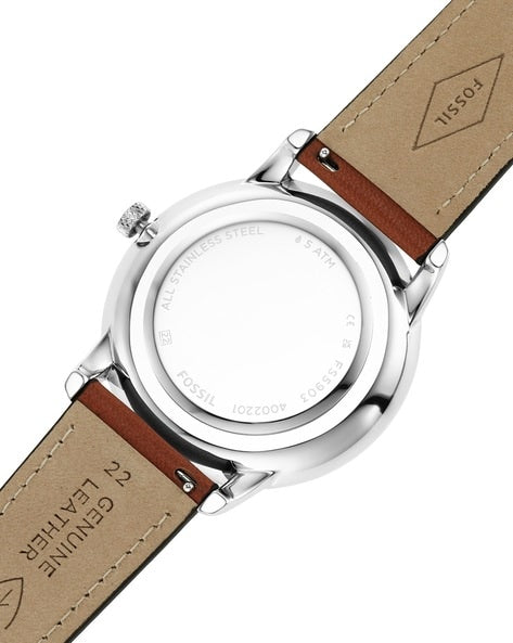 Fossil Neutra Minimalist Moonphase Blue Dial Brown Leather Strap Watch for Men - FS5903 Buy Now By Fossil