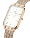 Daniel Wellington Quadro Pressed Melrose White Dial Rose Gold Mesh Strap Watch For Women - DW00100465 Buy Now By Daniel Wellington