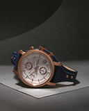 Fossil Original Boyfriend Chronograph White Dial Navy Blue Leather Strap Watch for Women - ES3838 Buy Now By Fossil
