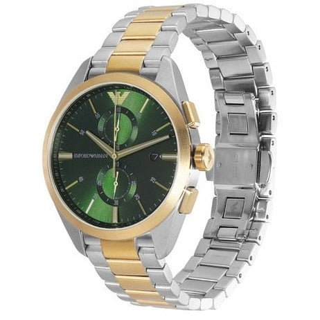 Emporio Armani Claudio Chronograph Green Dial Two Tone Steel Strap Watch For Women - AR11511 Buy Now By Emporio Armani