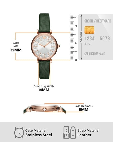 Emporio Armani Pro Planet Analog Silver Dial Green Leather Strap Watch For Women - AR11517 Buy Now By Emporio Armani