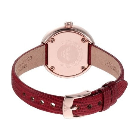 Emporio Armani Two-Hand Analog White Dial Red Leather Strap Watch For Women - AR11532 Buy Now By Emporio Armani