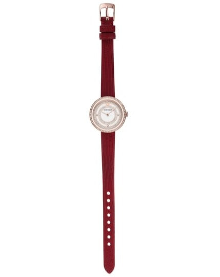 Emporio Armani Two-Hand Analog White Dial Red Leather Strap Watch For Women - AR11532 Buy Now By Emporio Armani