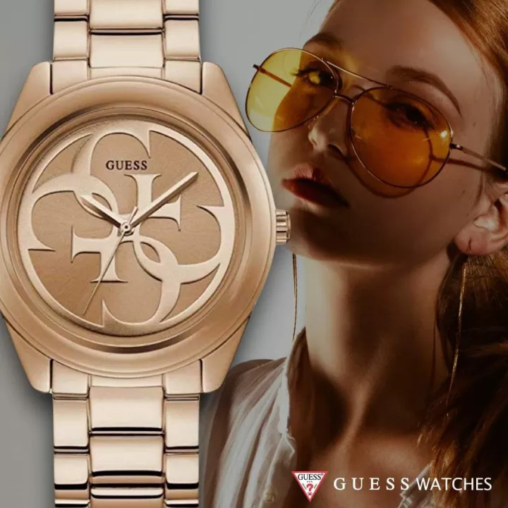 Guess G-Twist Rose Gold Dial Rose Gold Steel Strap Watch for Women - W1082L3 Buy Now By Guess