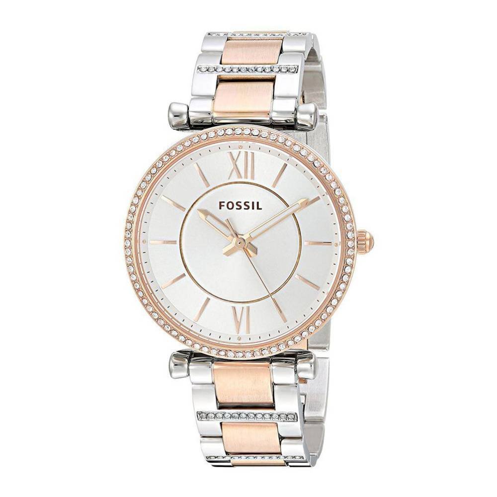 Fossil Carlie Silver Dial Two Tone Steel Strap Watch for Women - ES4342 Buy Now By Fossil