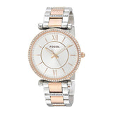 Fossil Carlie Silver Dial Two Tone Steel Strap Watch for Women - ES4342 Buy Now By Fossil