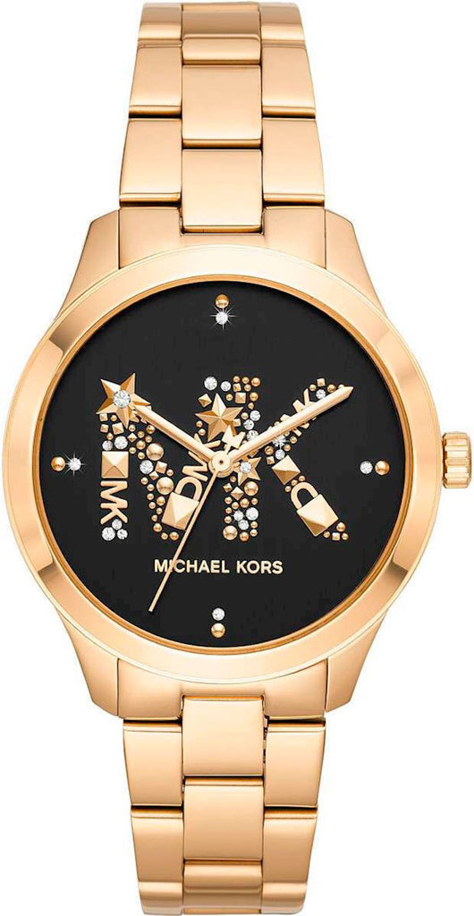 Michael Kors Runway Quartz Black Dial Gold Steel Strap Watch For Women - MK6682 Buy Now By Michael Kors