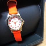 Marc Jacobs Henry Dinky White Dial Orange Leather Strap Watch for Women - MBM1236 Buy Now By Marc Jacobs