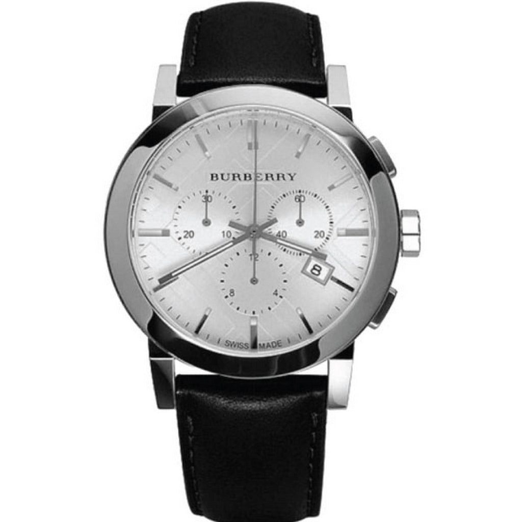 Burberry The City Chronograph White Dial Black Leather Strap Watch for Men - BU9355 Buy Now By Burberry