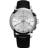 Burberry The City Chronograph White Dial Black Leather Strap Watch for Men - BU9355 Buy Now By Burberry