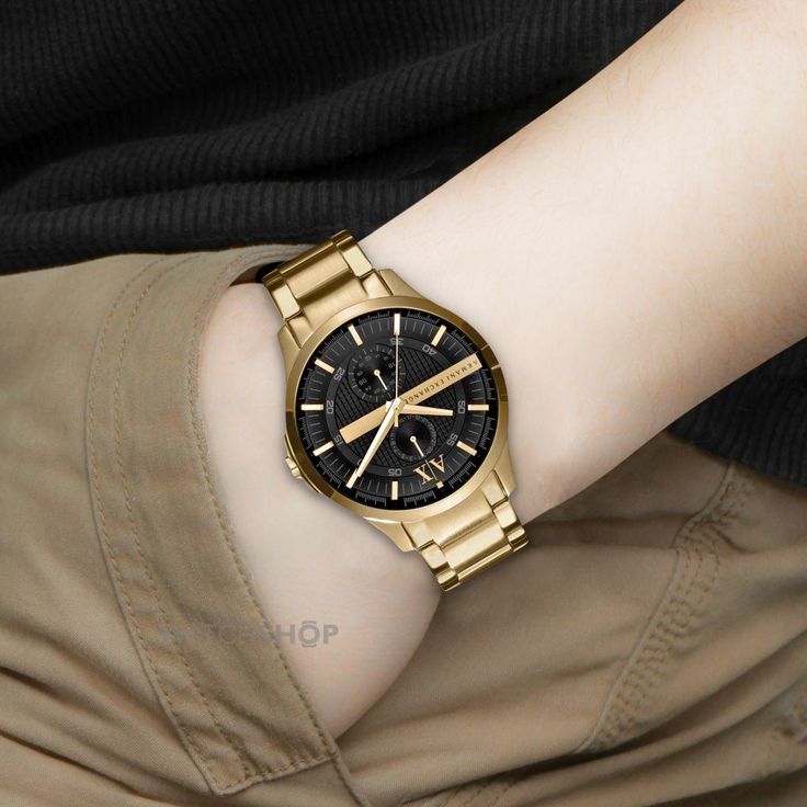 Armani Exchange Hampton Chronograph Black Dial Gold Steel Strap Watch For Men - AX2122 Buy Now By Armani Exchange