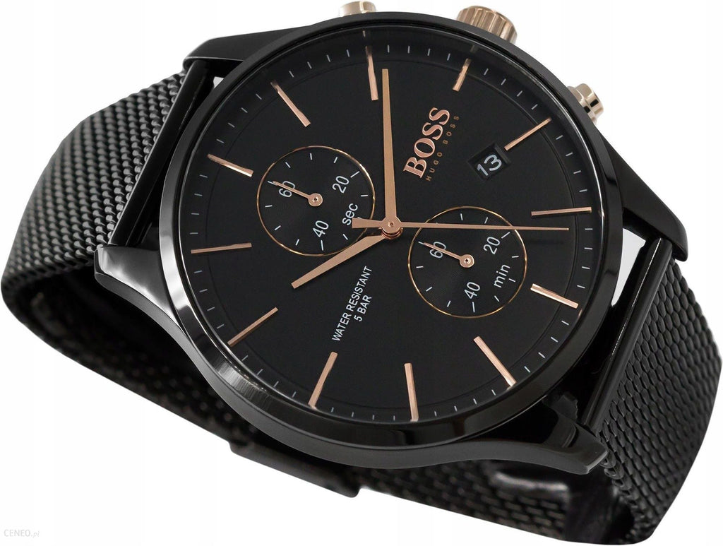 Hugo Boss Associate Black Dial Black Mesh Bracelet Watch for Men - 1513811 Buy Now By Hugo Boss