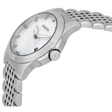 Gucci G Timeless Diamonds Mother of Pearl Dial Silver Steel Strap Watch For Women - YA126504 Buy Now By Gucci