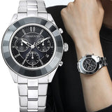 Swarovski Octea Lux Sport Chronograph Black Dial Silver Steel Strap Watch for Women - 5610520 Buy Now By Swarovski