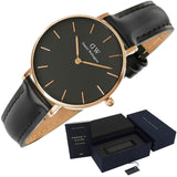 Daniel Wellington Petite Sheffield Black Dial Black Leather Strap Watch For Women - DW00100168 Buy Now By Daniel Wellington