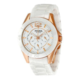 Fossil Ceramic Multifunction White Dial White Steel Strap Watch for Women - CE1006 Buy Now By Fossil