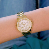 Guess Crown Jewel Diamonds White Dial Gold Steel Strap Watch for Women - GW0410L2 Buy Now By Guess