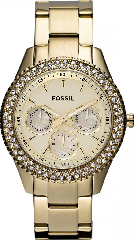 Fossil Stella Multifunction Gold Dial Gold Steel Strap Watch for Women - ES3589 Buy Now By Fossil