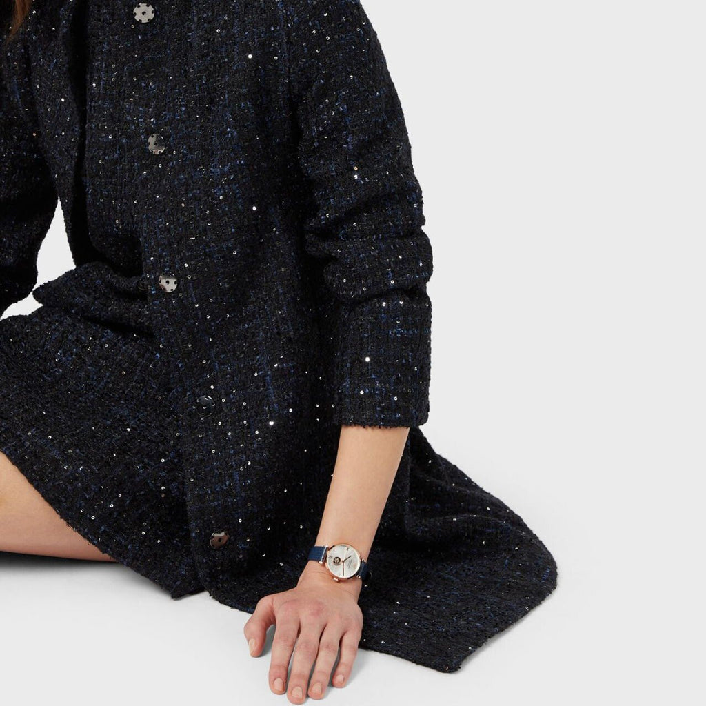 Emporio Armani Gianni T-Bar Analog Silver Dial Blue Leather Strap Watch For Women - AR60020 Buy Now By Emporio Armani