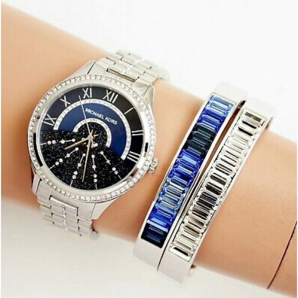 Michael Kors Lauryn Blue Dial Silver Steel Strap Watch for Women - MK3720 Buy Now By Michael Kors