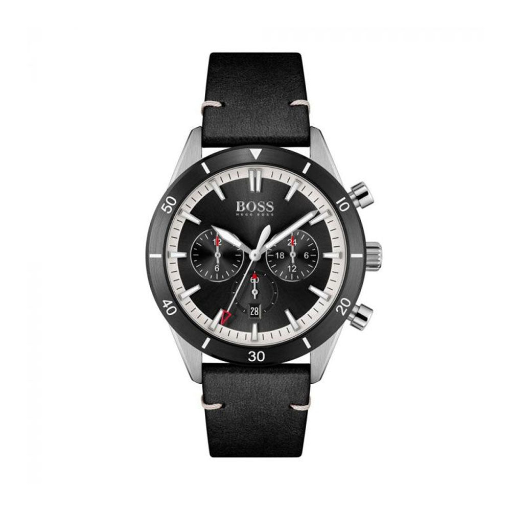 Hugo Boss Chronograph Black Dial Black Leather Strap Watch for Men - 1513864 Buy Now By Hugo Boss