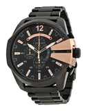 Diesel Mega Chief Chronograph Black Dial Black Steel Strap Watch For Men - DZ4309 Buy Now By Diesel
