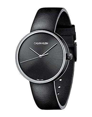 Calvin Klein Full Moon Black Dial Black Leather Strap Watch for Women - K8Y231C1 Buy Now By Calvin Klein