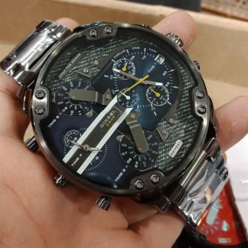 Diesel Big Daddy 2.0 Chronograph Blue Dial Grey Steel Strap Watch For Men - DZ7331 Buy Now By Diesel