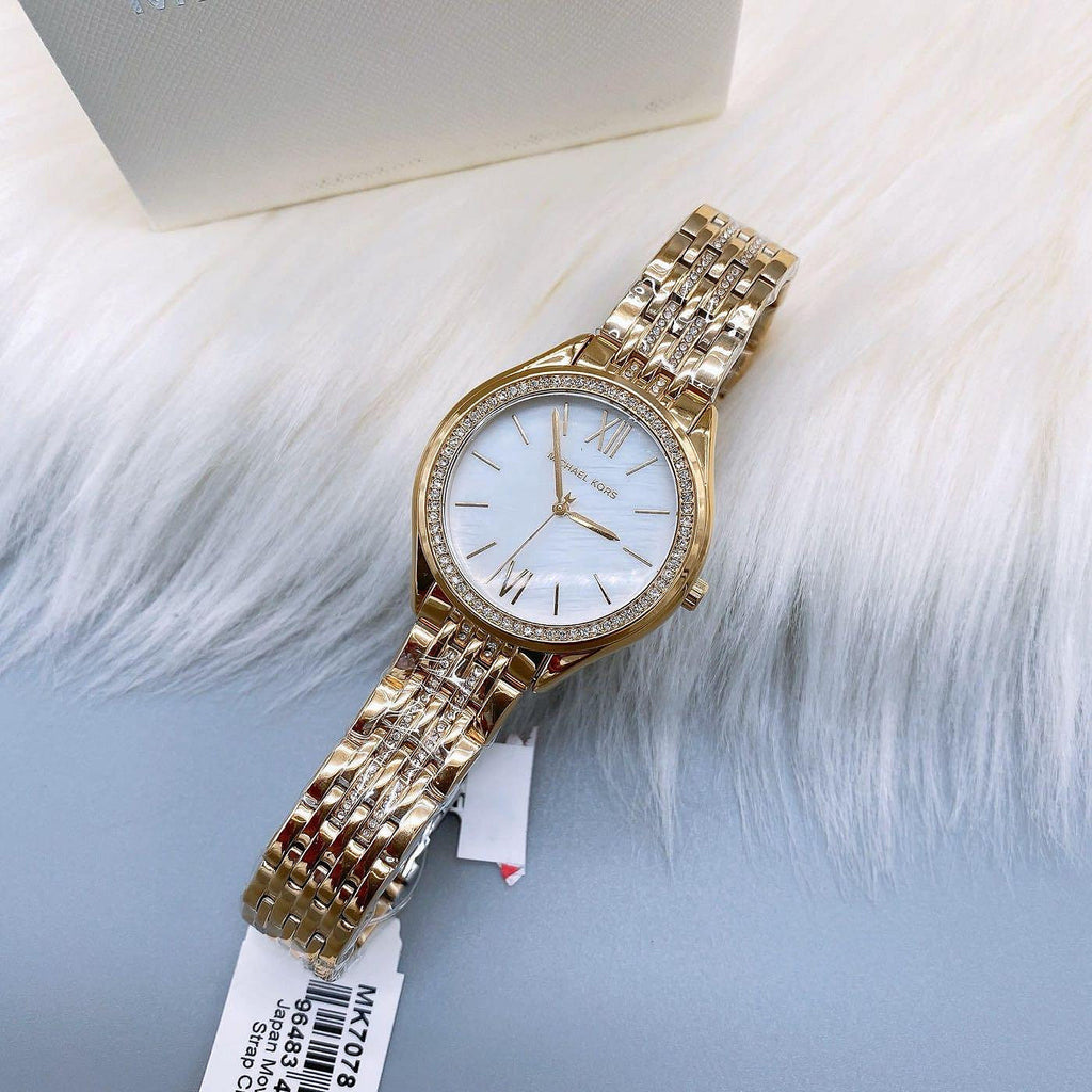 Michael Kors Mindy Three Hand White Dial Rose Gold Steel Strap Watch for Women - MK7078 Buy Now By Michael Kors