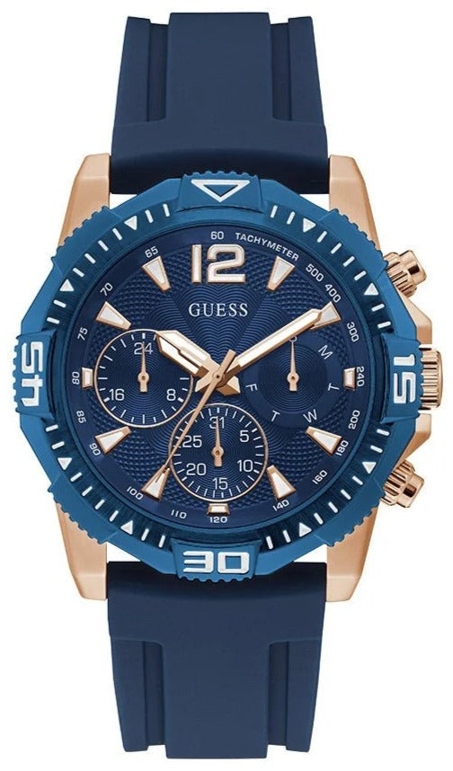 Guess Commander Blue Dial Blue Rubber Strap Watch for Men - GW0211G4 Buy Now By Guess