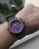 Guess Fusion Chronograph Purple Dial Purple Steel Strap Watch for Women - GW0552L4 Buy Now By Guess
