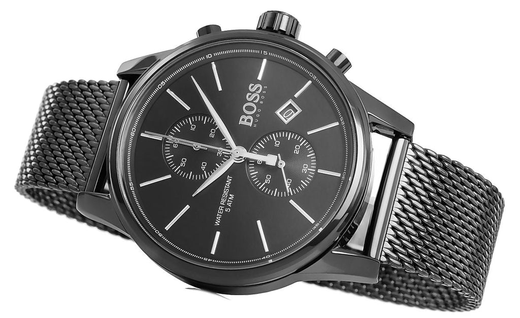 Hugo Boss Associate Black Dial Black Mesh Bracelet Watch for Men - 1513769 Buy Now By Hugo Boss