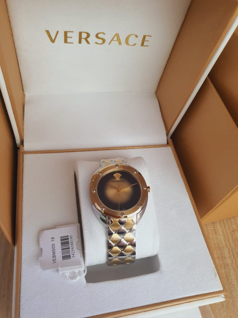 Versace Shadov Quartz Gold Dial Two Tone Steel Strap Watch for Women - VEBM00518 Buy Now By Versace
