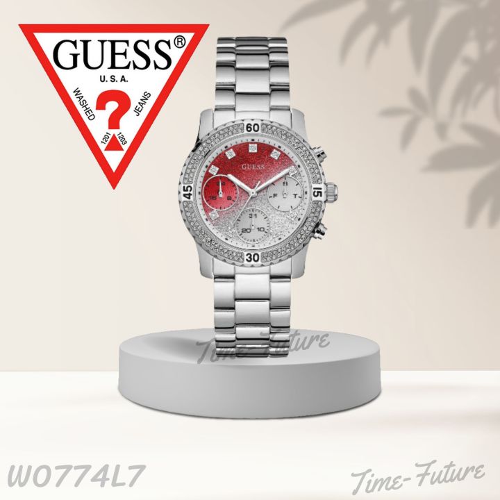 Guess Confetti Diamonds Silver Dial Silver Steel Strap Watch for Women - W0774L7 Buy Now By Guess
