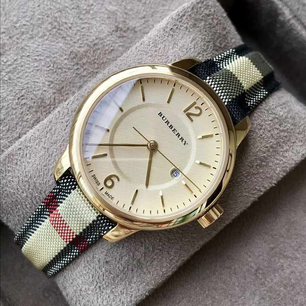 Burberry Classic Champagne Gold Dial Horseferry Leather Strap Watch for Women - BU10104 Buy Now By Burberry