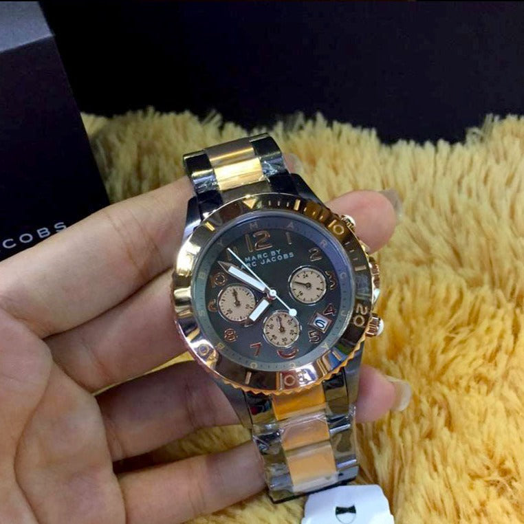 Marc Jacobs Marc Chronograph Grey Dial Two Tone Steel Strap Watch for Men - MBM3157 Buy Now By Marc Jacobs