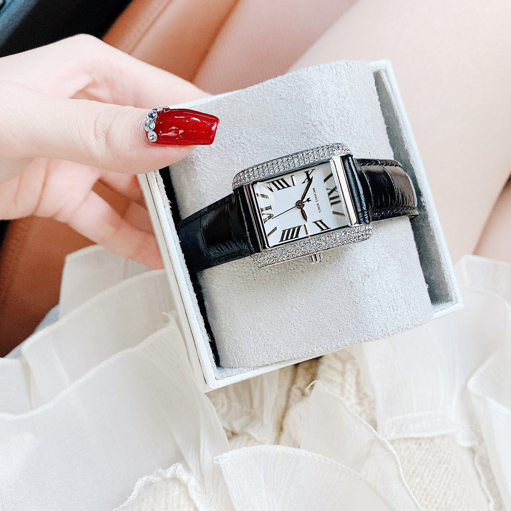 Michael Kors Emery Three Hand Silver Dial Black Leather Strap Watch For Women - MK4696 Buy Now By Michael Kors