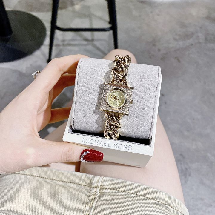 Michael Kors Chain Lock Pave Gold Dial Gold Steel Strap Watch For Women - MK4711 Buy Now By Michael Kors