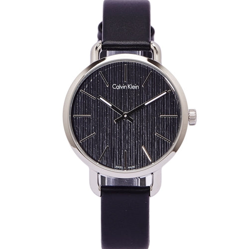 Calvin Klein Even Black Dial Black Leather Strap Watch for Women - K7B231C1 Buy Now By Calvin Klein