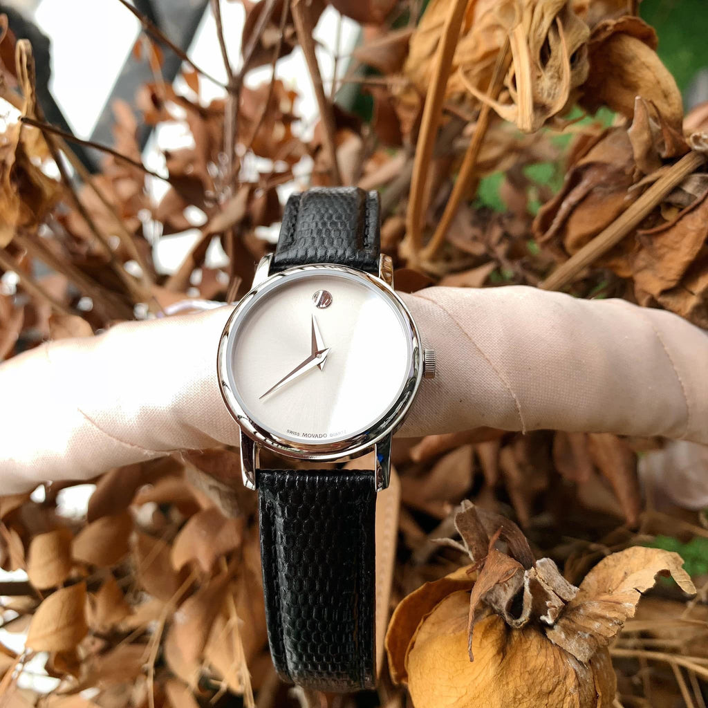 Movado Museum Quartz Silver Dial Black Leather Strap Watch For Men - 2100001 Buy Now By Movado