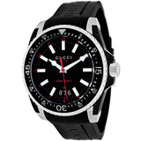 Gucci Dive Quartz Black Dial Black Rubber Strap Watch For Men - YA136303 Buy Now By Gucci