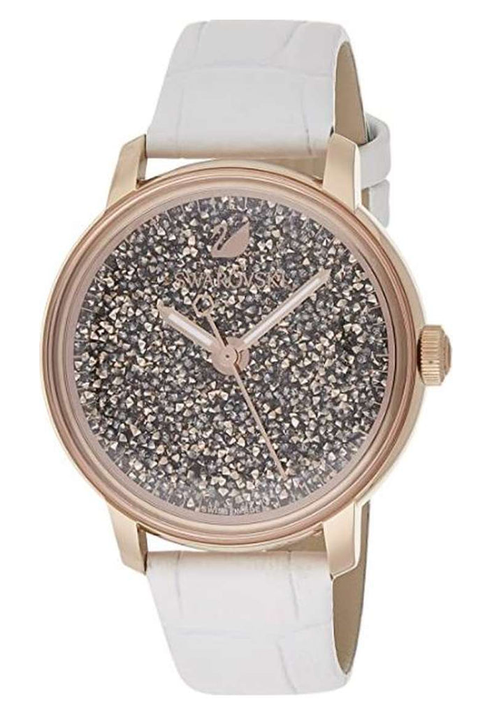 Swarovski Crystalline Hours Quartz Grey Dial Black Leather Strap Watch for Women - 5344635 Buy Now By Swarovski