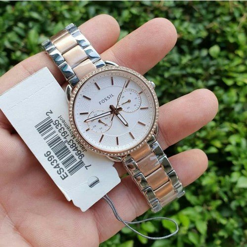 Fossil Tailor White Dial Two Tone Steel Strap Watch for Women - ES4396 Buy Now By Fossil