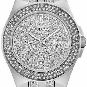 Bulova Crystal Pave Silver Dial Silver Steel Strap Watch for Men - 96B235 Buy Now By Bulova