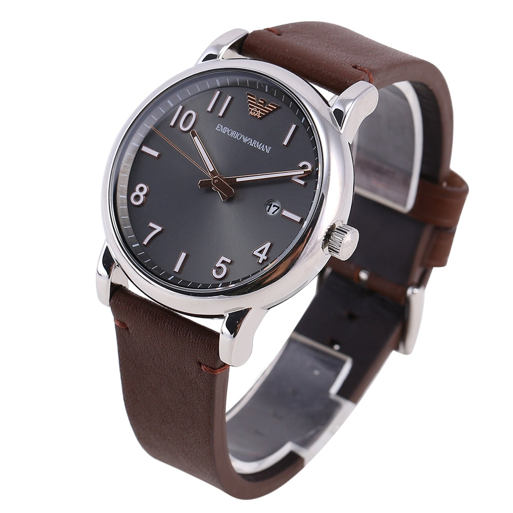 Emporio Armani Luigi Quartz Grey Dial Brown Leather Strap Watch For Men - AR11175 Buy Now By Emporio Armani